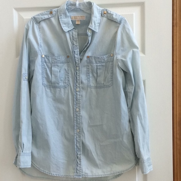 MICHAEL Michael Kors Tops - MICHAEL Michael Kors Light Denim Wash Shirt- Small